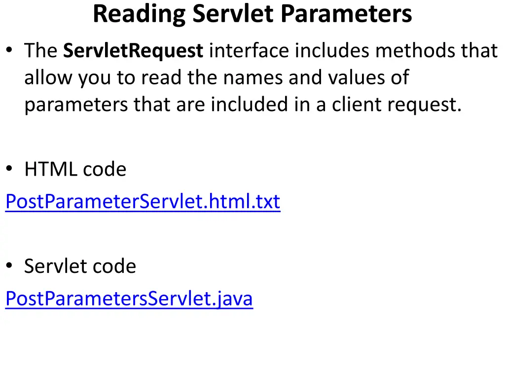 reading servlet parameters the servletrequest