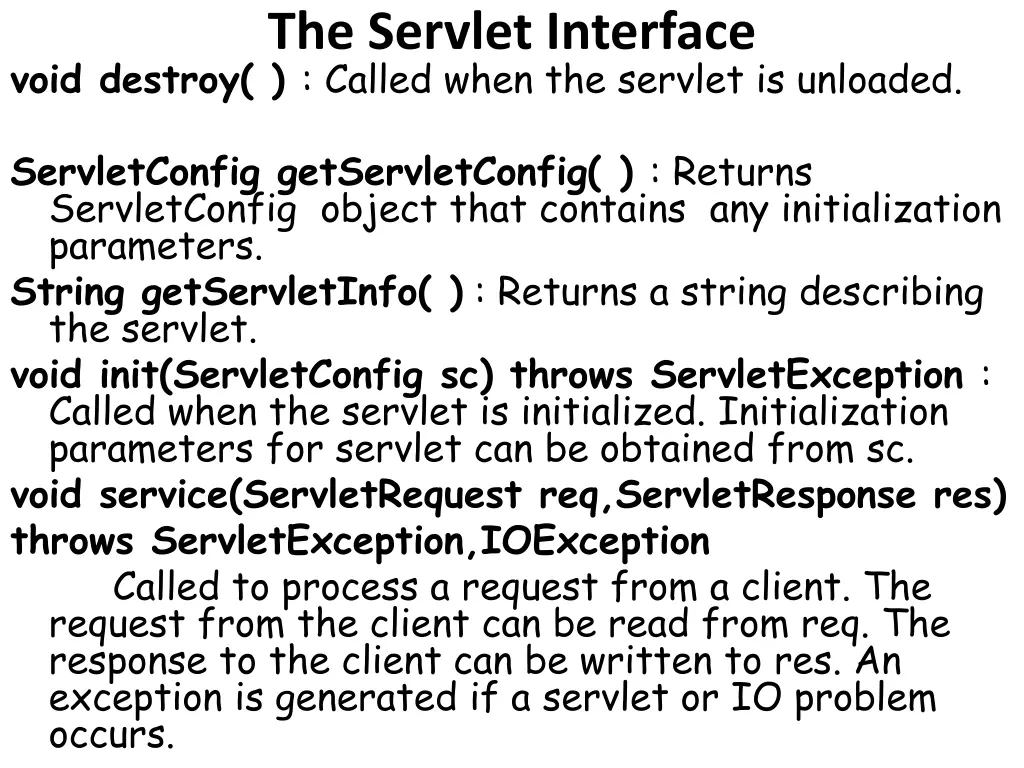 the servlet interface