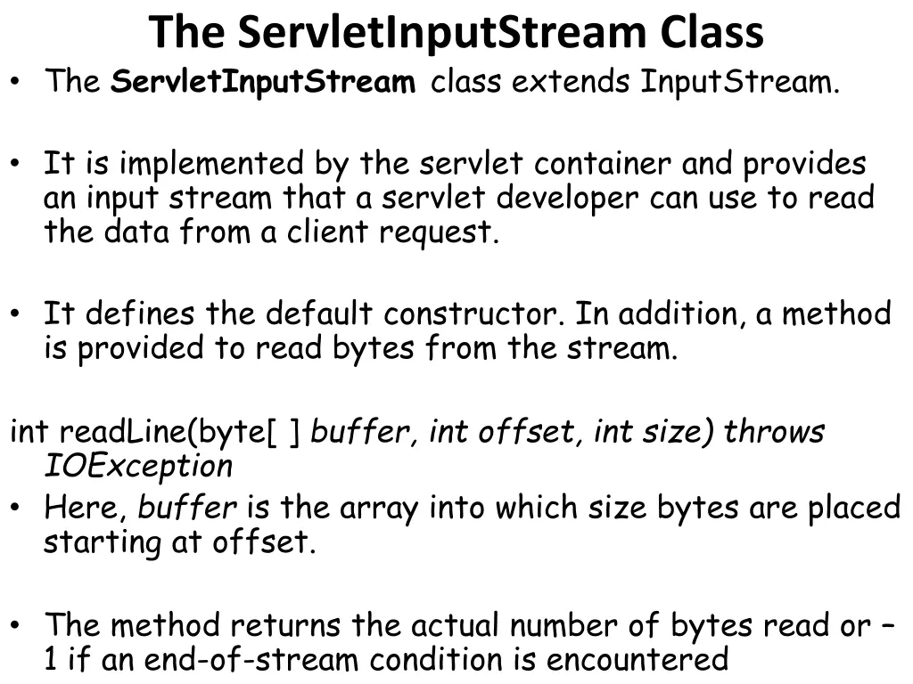 the servletinputstream class