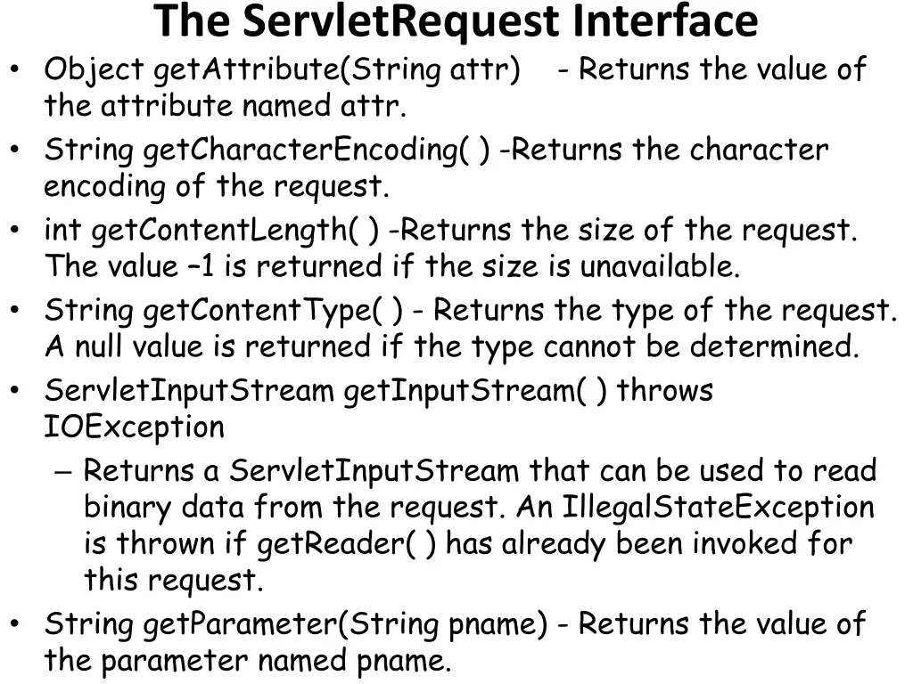 the servletrequest interface object getattribute