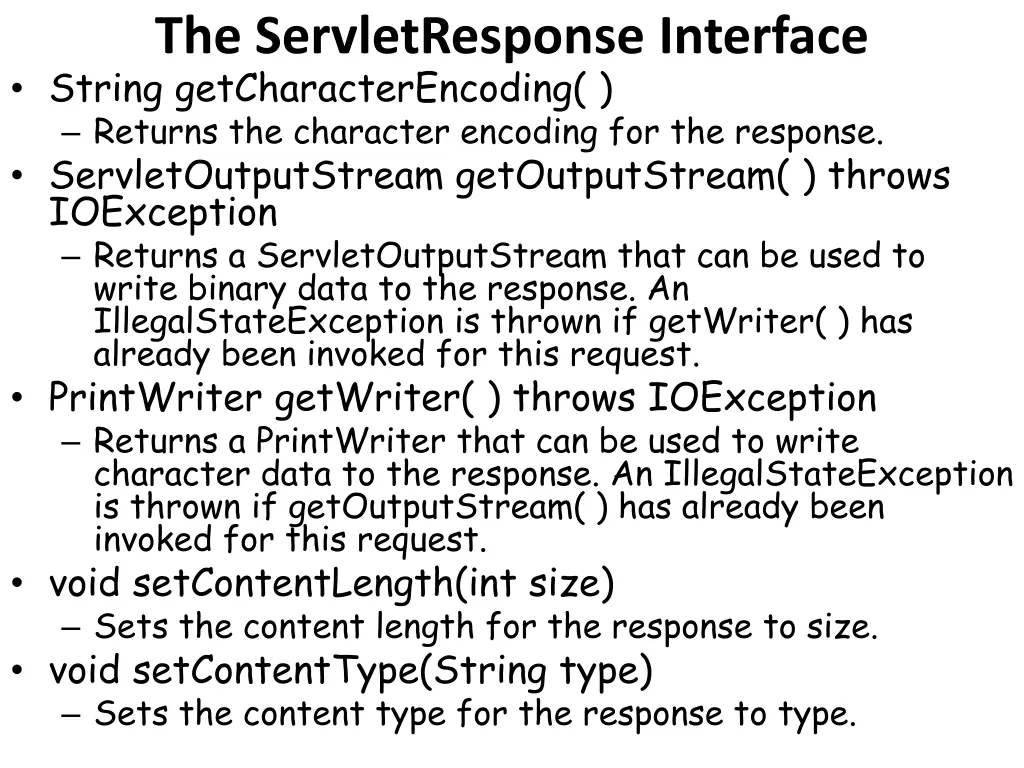 the servletresponse interface string