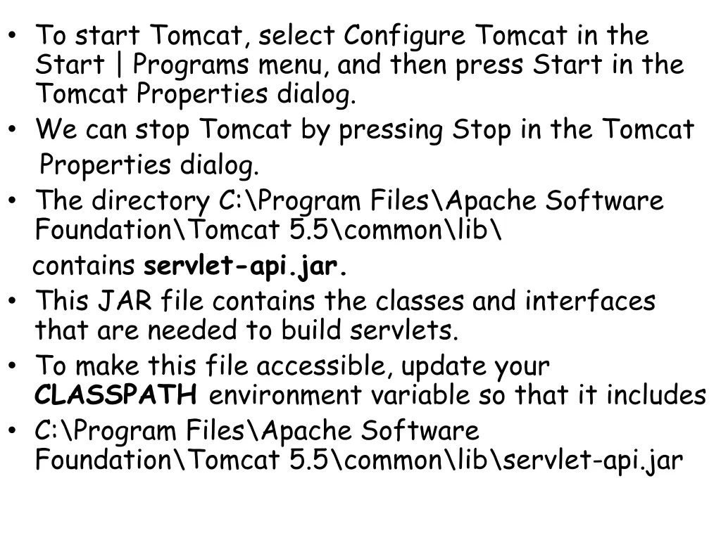 to start tomcat select configure tomcat