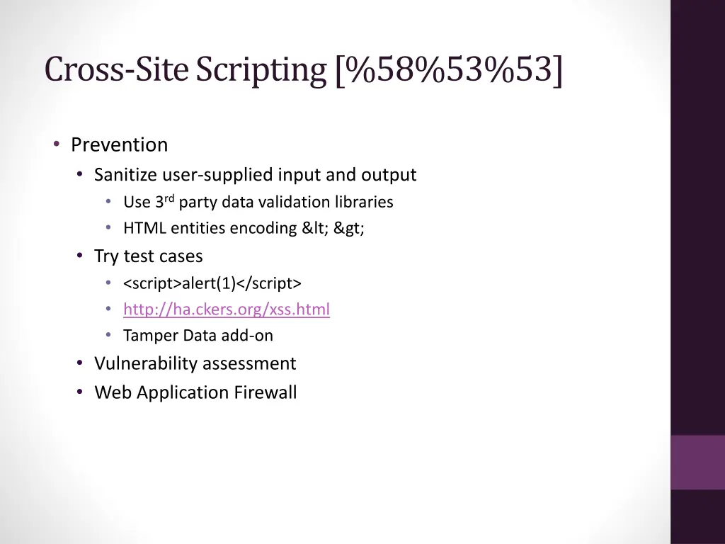 cross site scripting 58 53 53