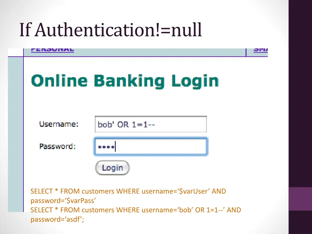 if authentication null