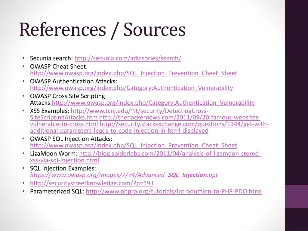 references sources