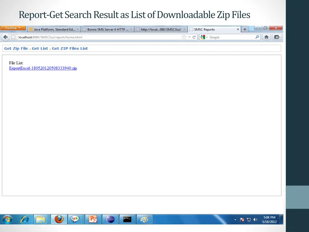 report get search result as list of downloadable