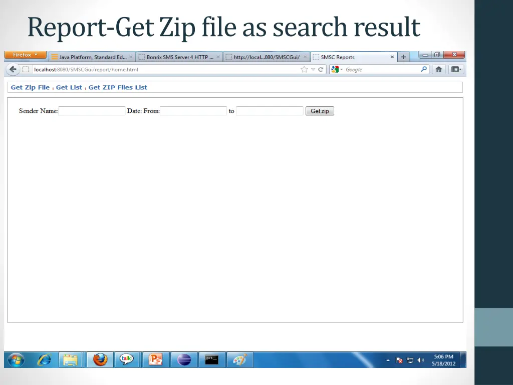 report get zip file as search result