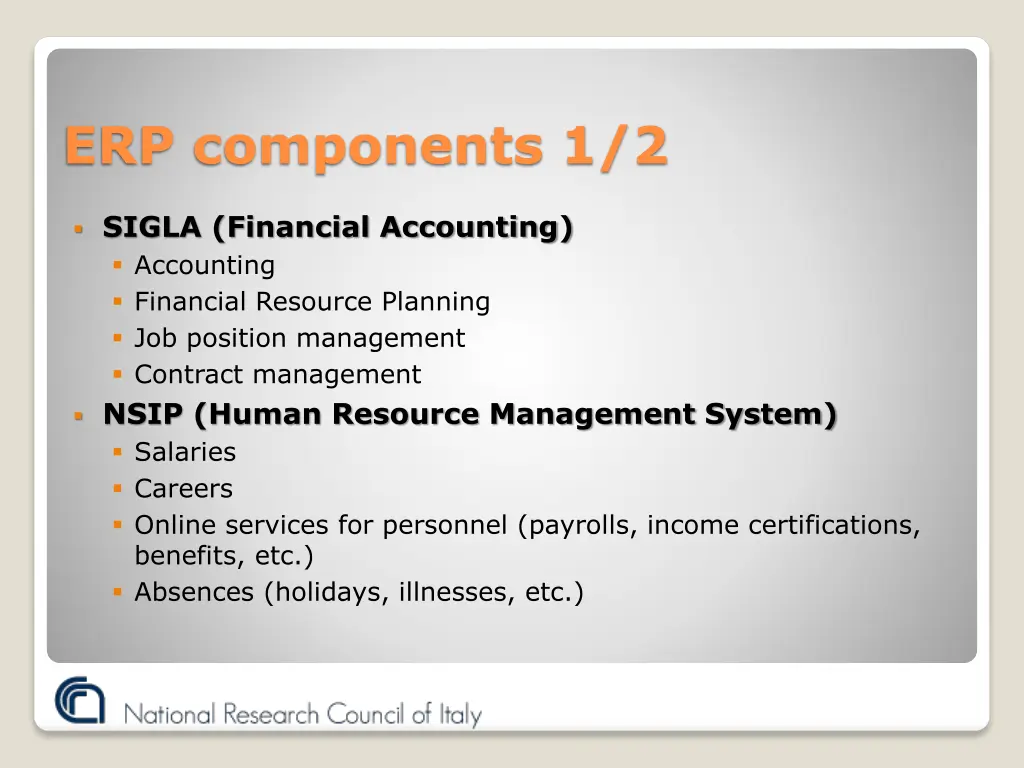 erp components 1 2