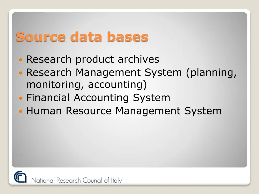 source data bases