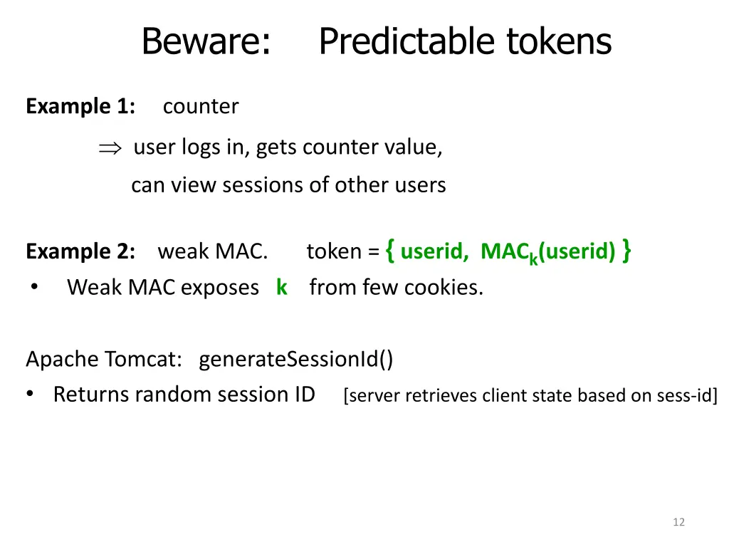 beware predictable tokens