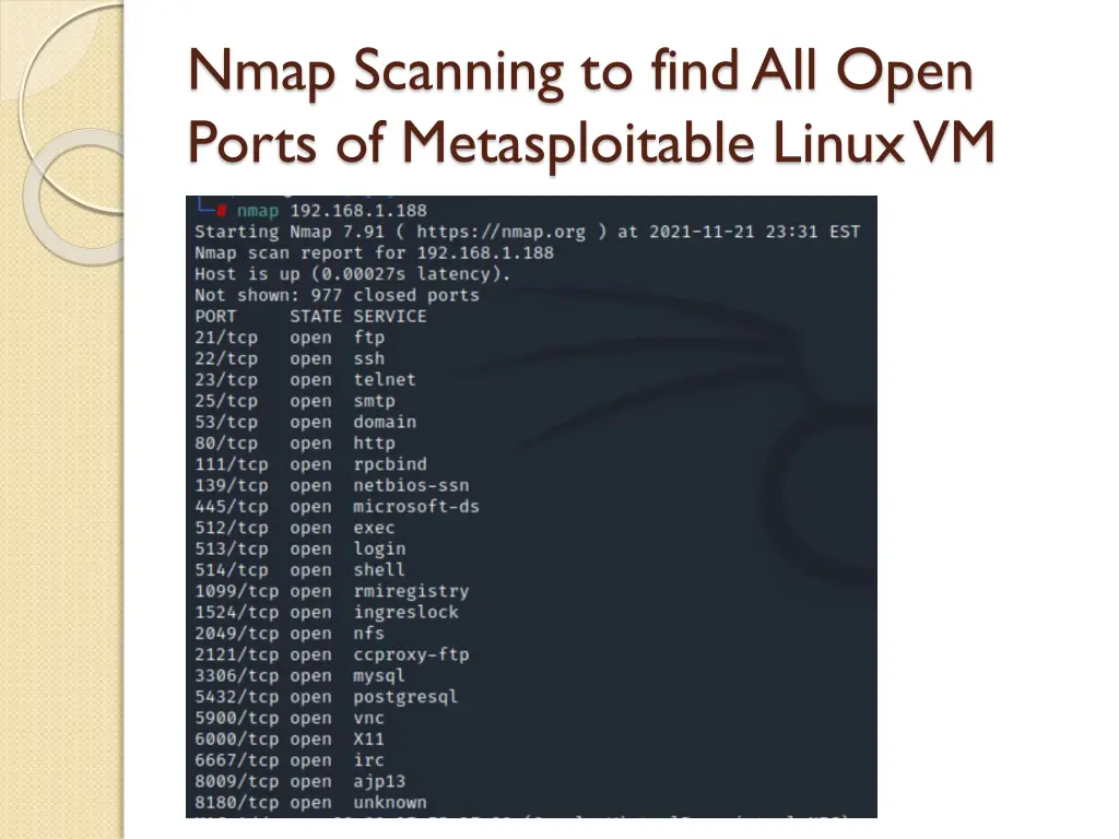 nmap scanning to find all open ports