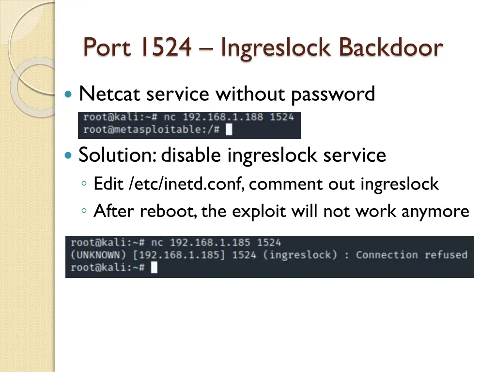 port 1524 ingreslock backdoor