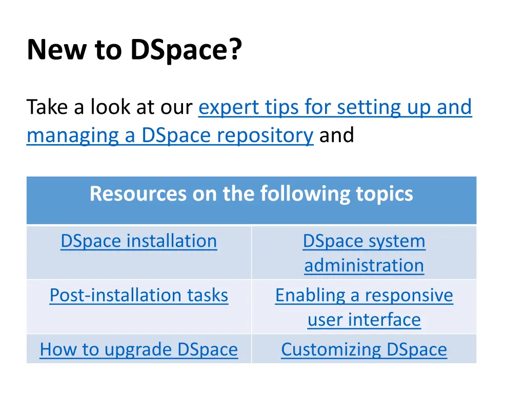 new to dspace