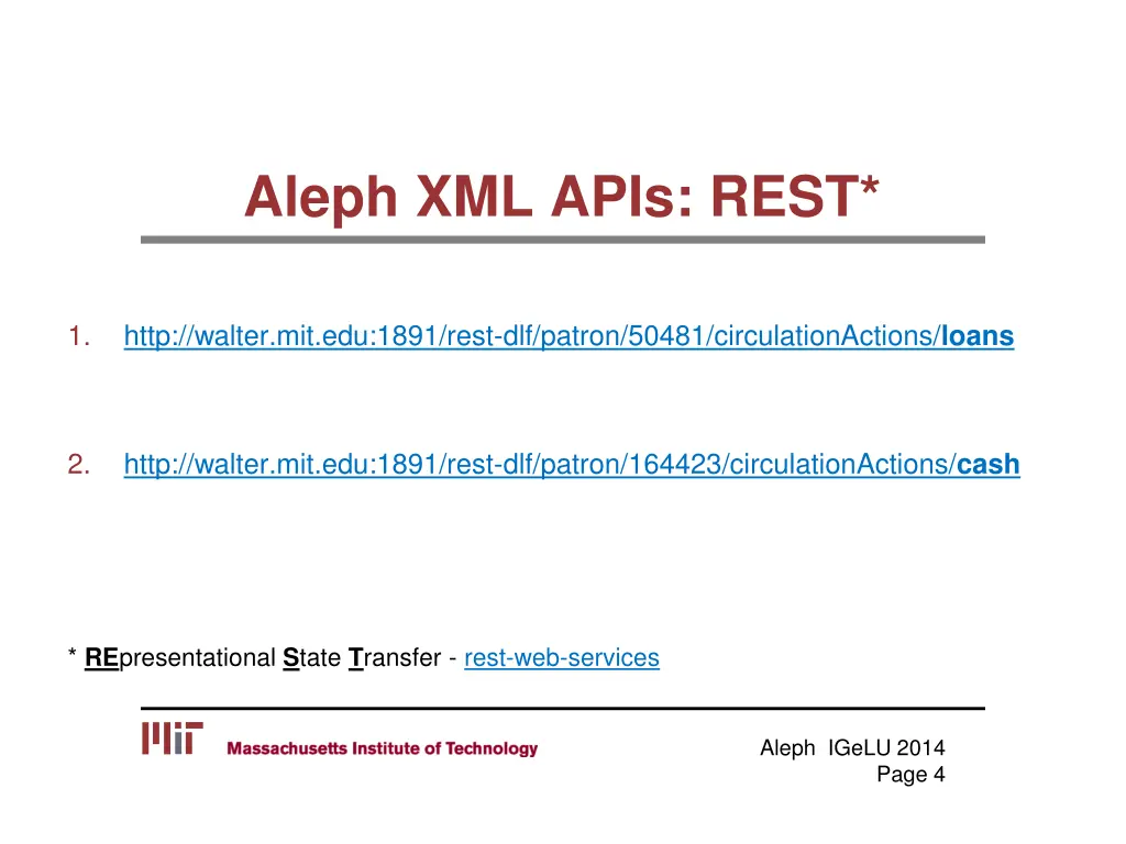 aleph xml apis rest