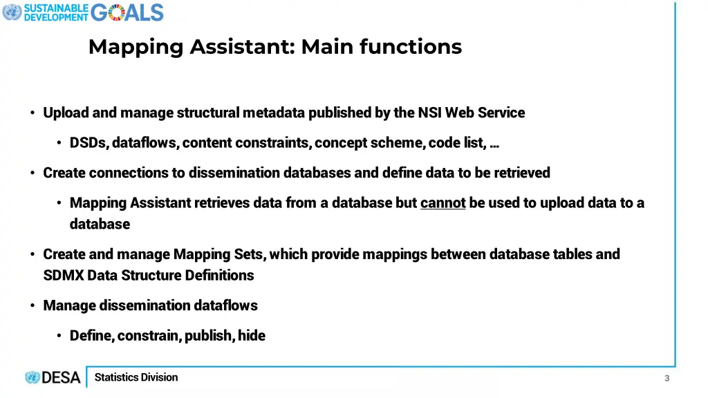 mapping assistant main functions