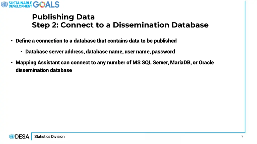 publishing data step 2 connect to a dissemination