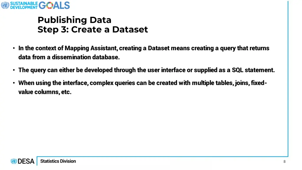 publishing data step 3 create a dataset