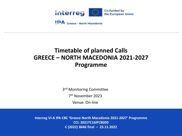 timetable of planned calls greece north macedonia