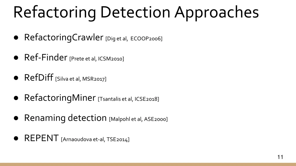 refactoring detection approaches