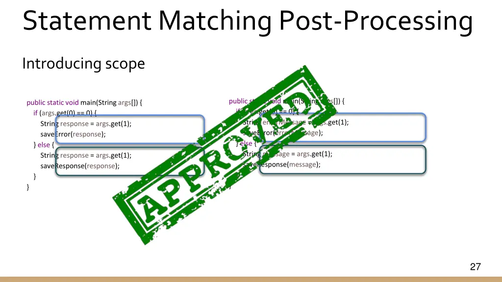 statement matching post processing