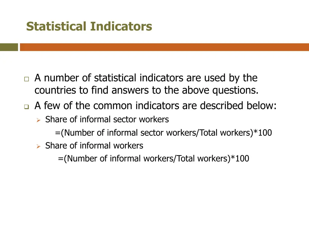 statistical indicators