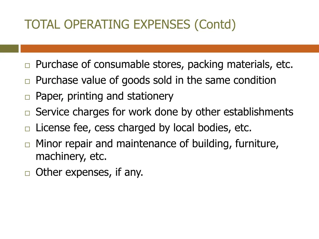 total operating expenses contd