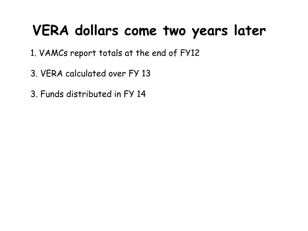 vera dollars come two years later