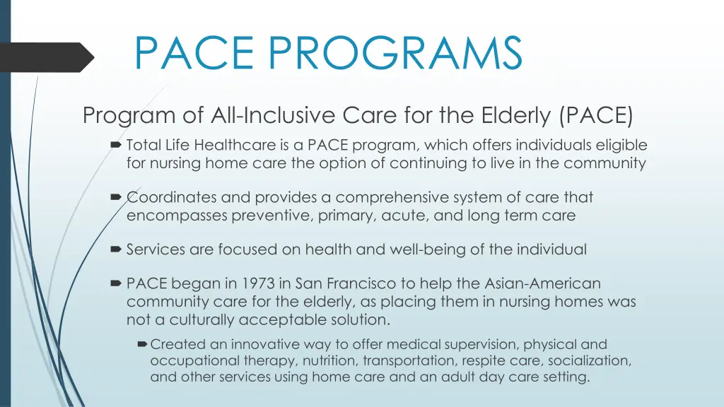 pace programs