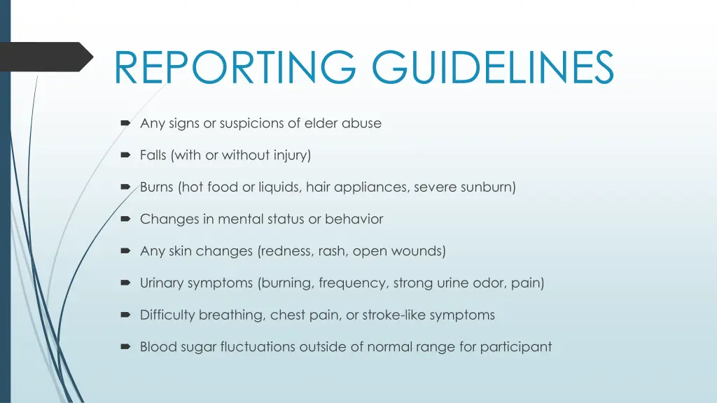 reporting guidelines