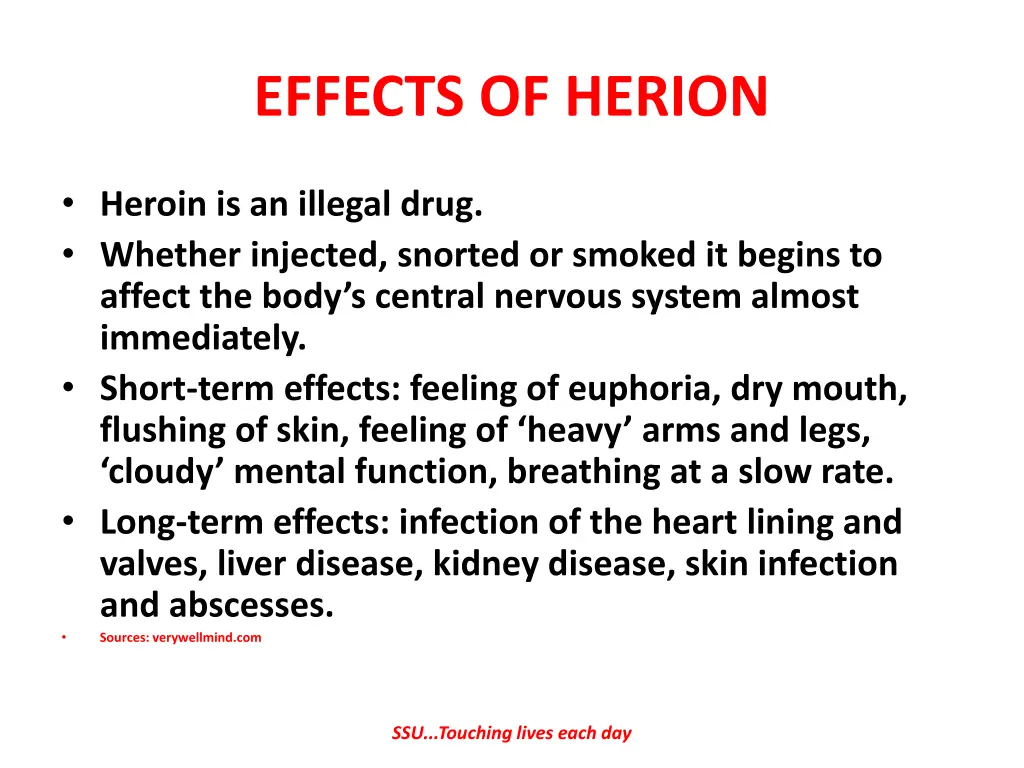 effects of herion