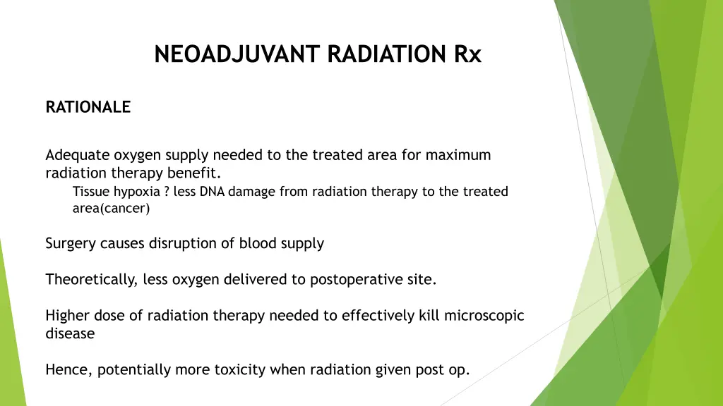 neoadjuvant radiation rx