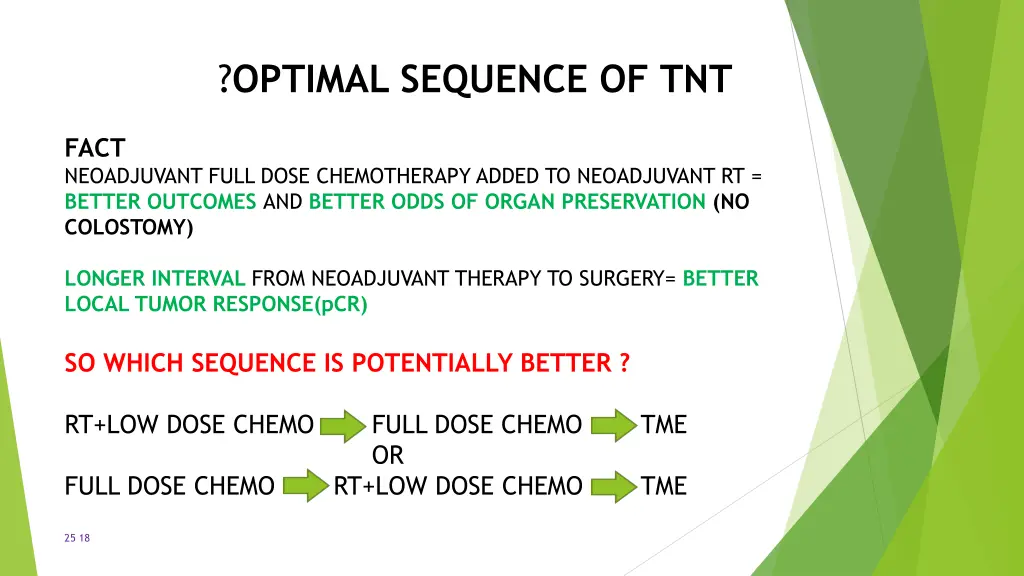 optimal sequence of tnt