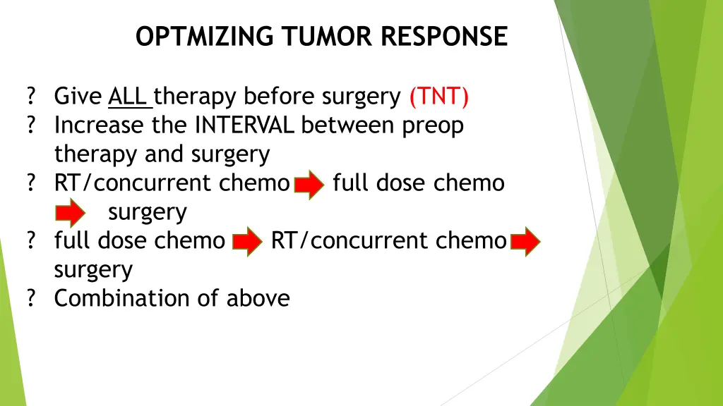 optmizing tumor response