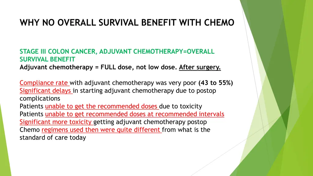 why no overall survival benefit with chemo