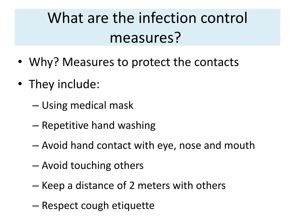 what are the infection control measures