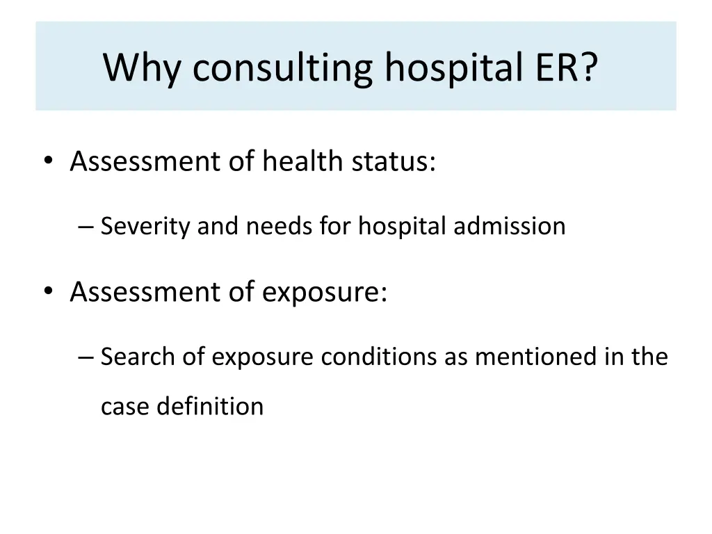 why consulting hospital er 1