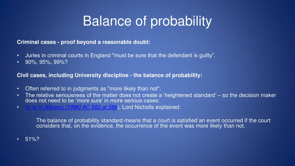 balance of probability