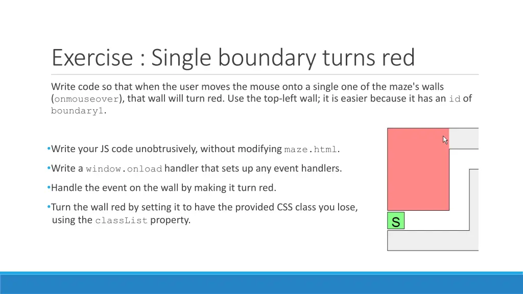 exercise single boundary turns red