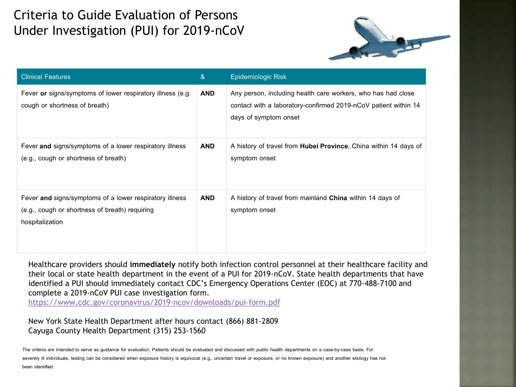 criteria to guide evaluation of persons under