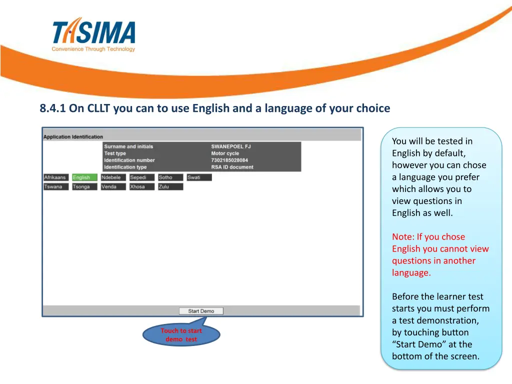 8 4 1 on cllt you can to use english