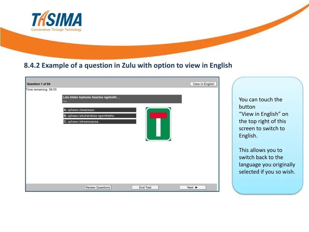 8 4 2 example of a question in zulu with option