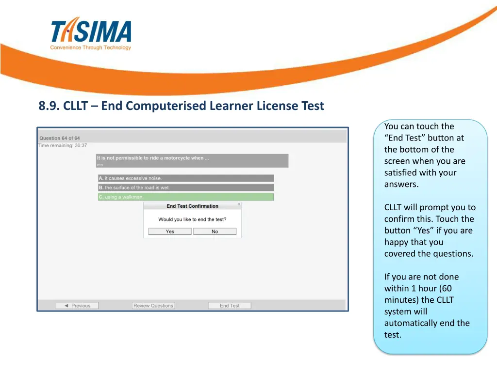 8 9 cllt end computerised learner license test