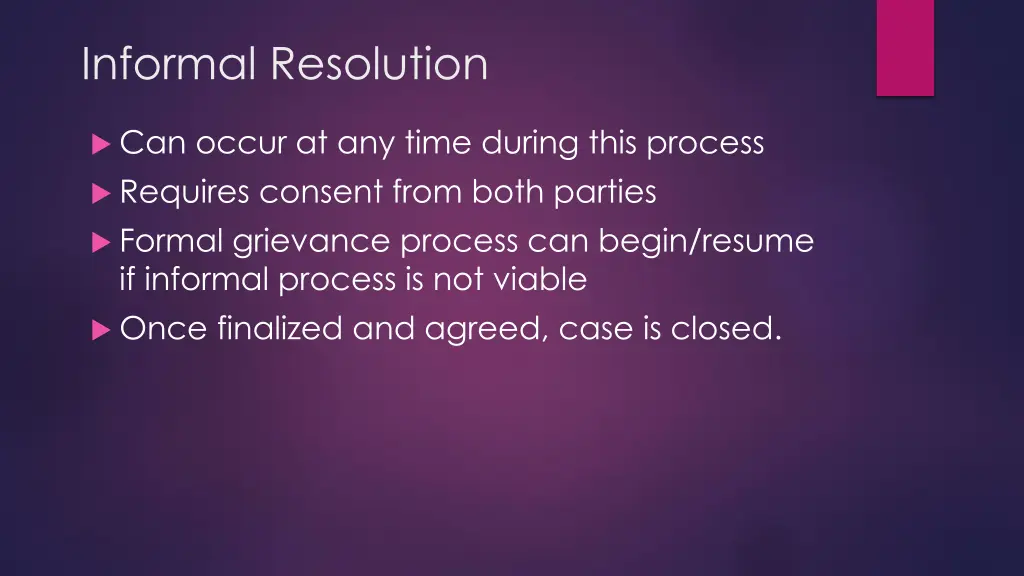 informal resolution