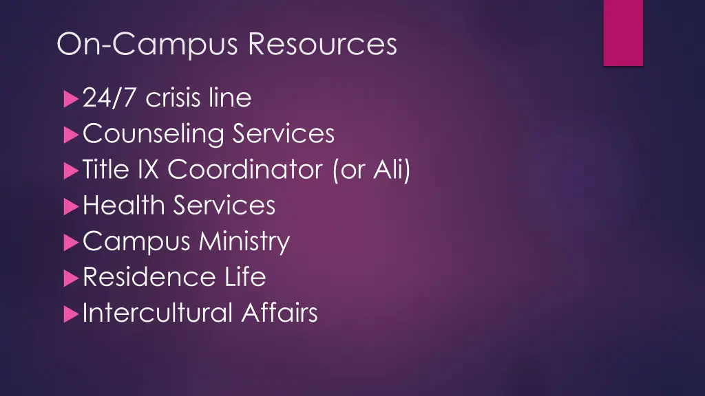 on campus resources