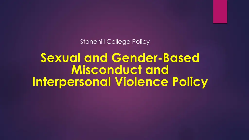 stonehill college policy