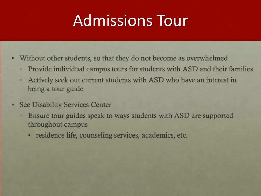 admissions tour