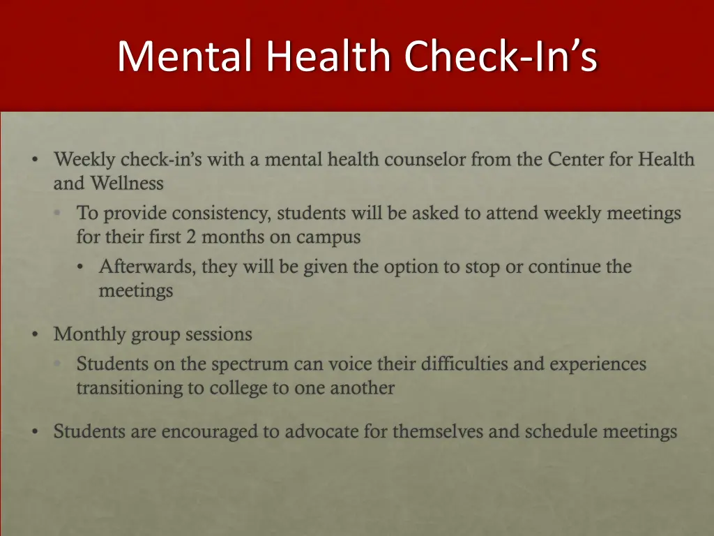 mental health check in s