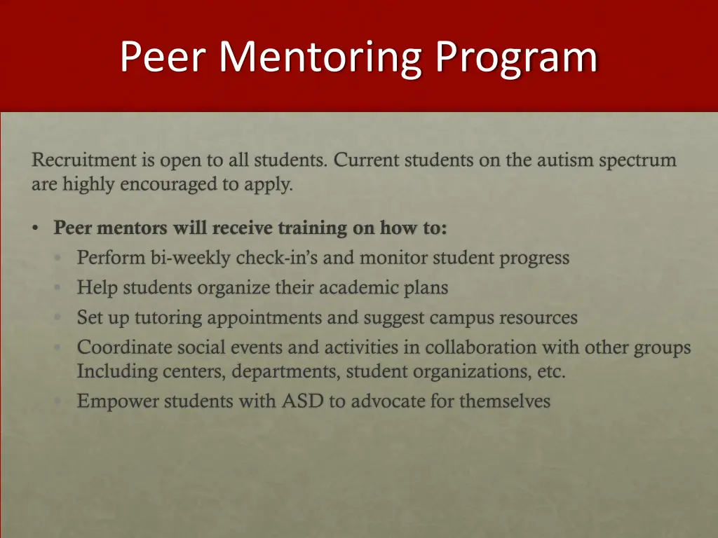 peer mentoring program