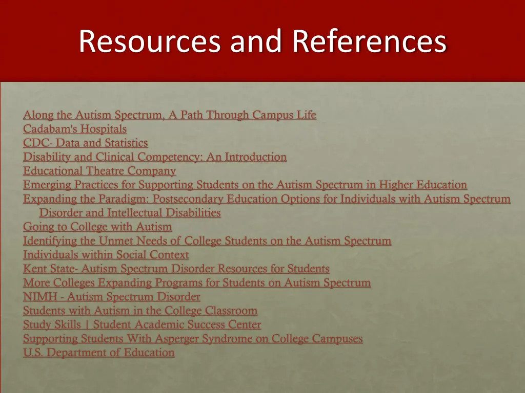 resources and references